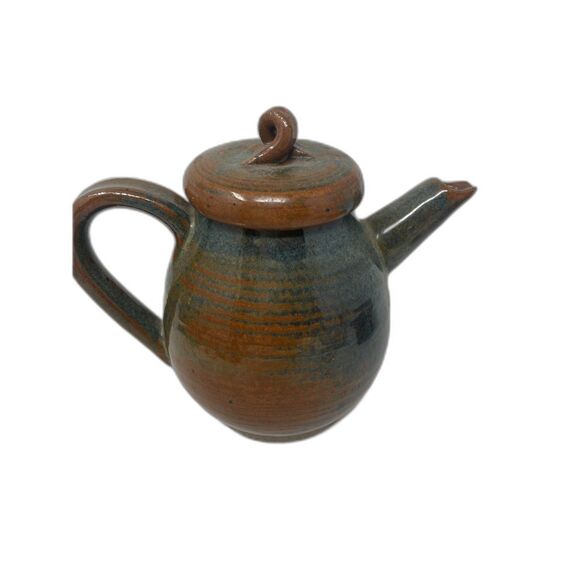 Art Pottery Stoneware TEAPOT Handmade Studio Signed AMR Vintage Brown GLAZE - Picture 7 of 11